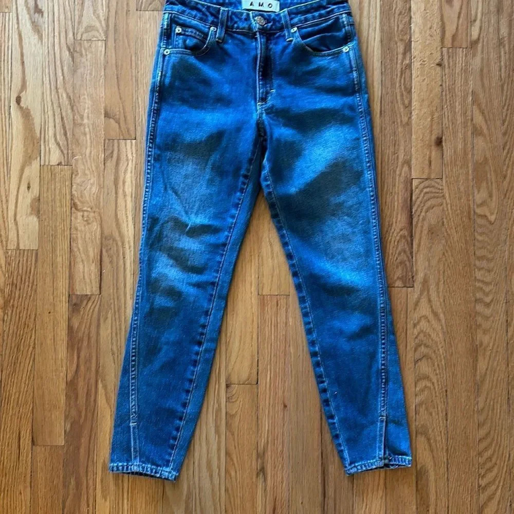 AMO 26 Twist Liberty jeans ankle slit detail zip fly great pre owned condition